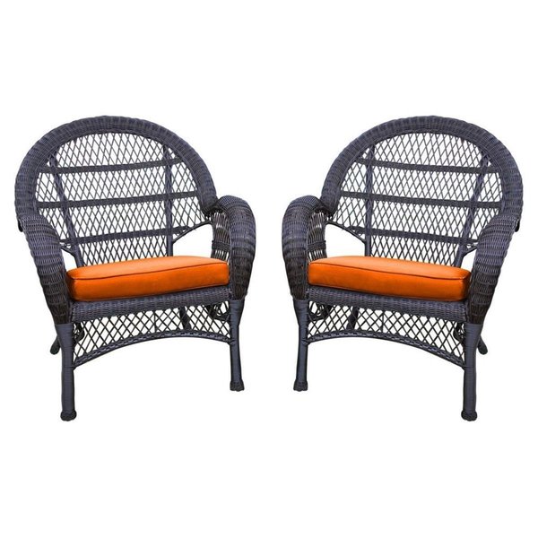 Propation W00208-C-4-FS016-CS Espresso Wicker Chair with Orange Cushion PR1081348